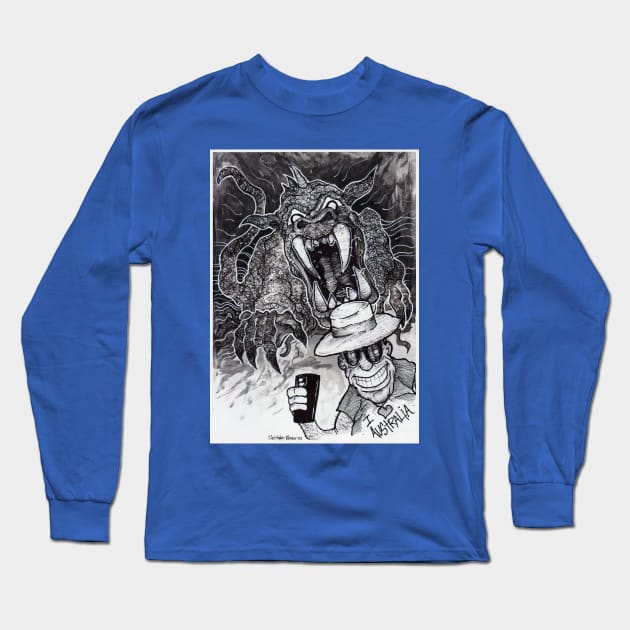 Bunyip - Australian Cryptid Long Sleeve T-Shirt by Christopher's Doodles